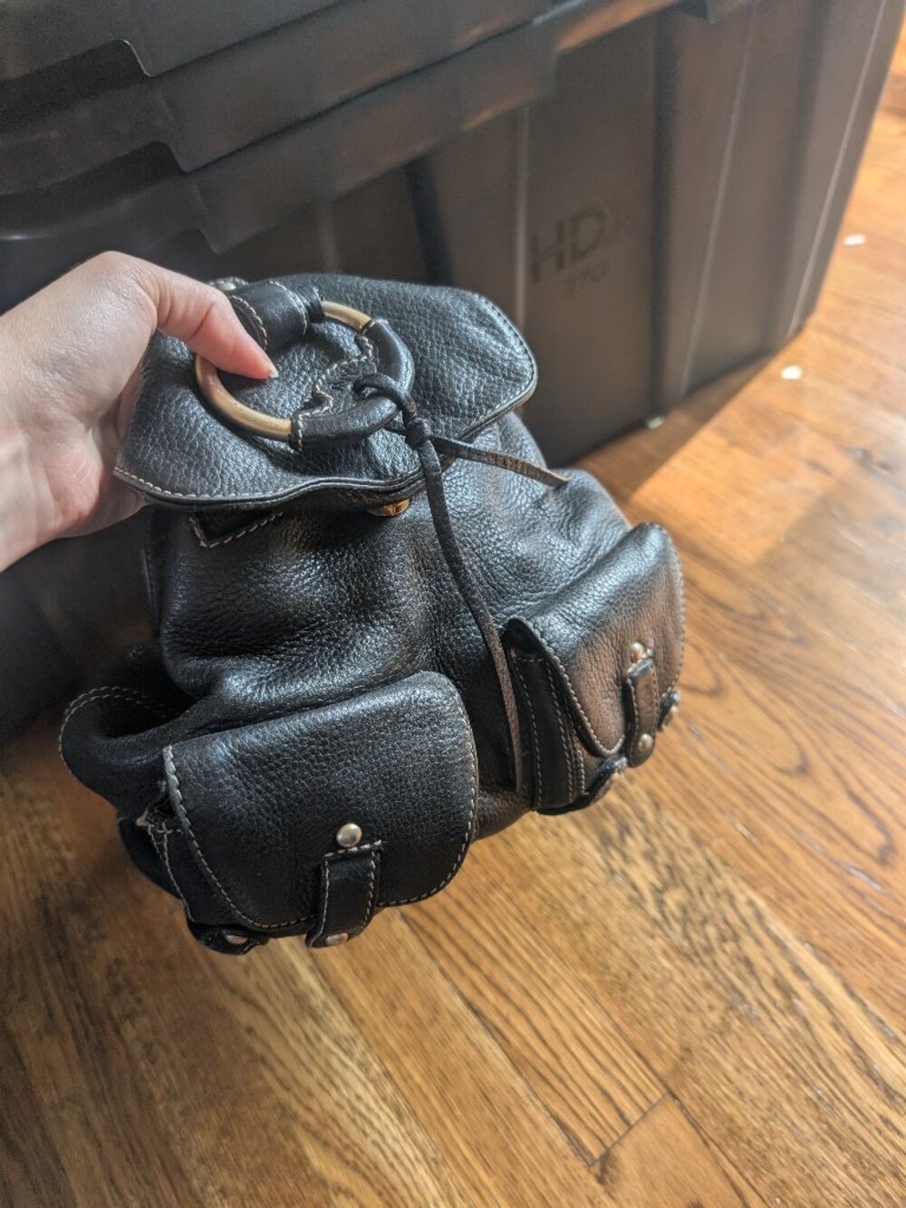 Jones New York Black Leather Backpack